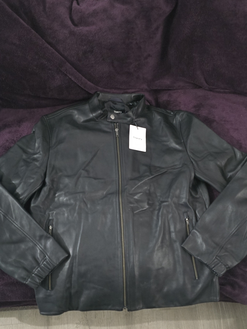 Theory Moore Lamb Leather Racing Jacket